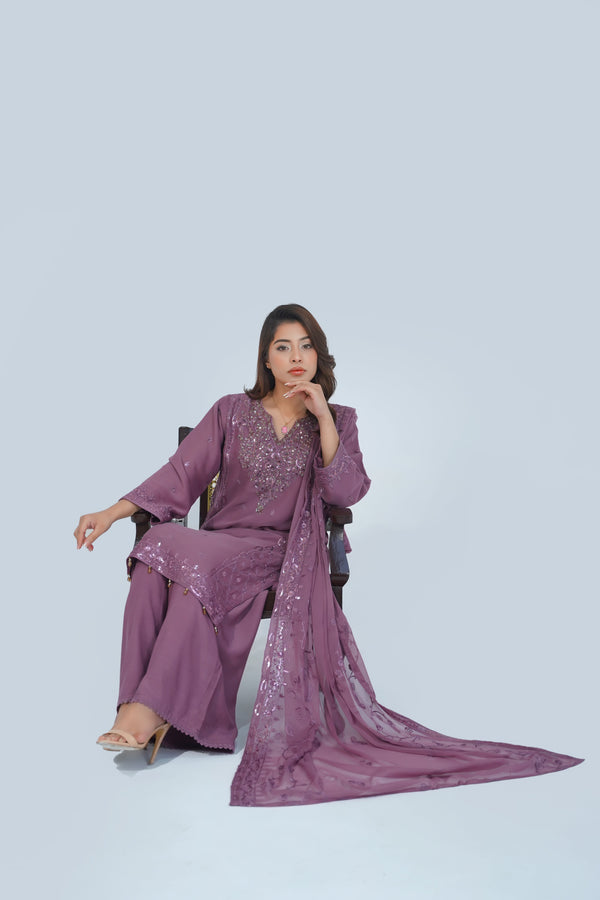 Husan e Jahan - Luxury Chiffon Outfit with Chiffon Dupatta - Ready to Wear - Eid25 - HEJ-V1-D9