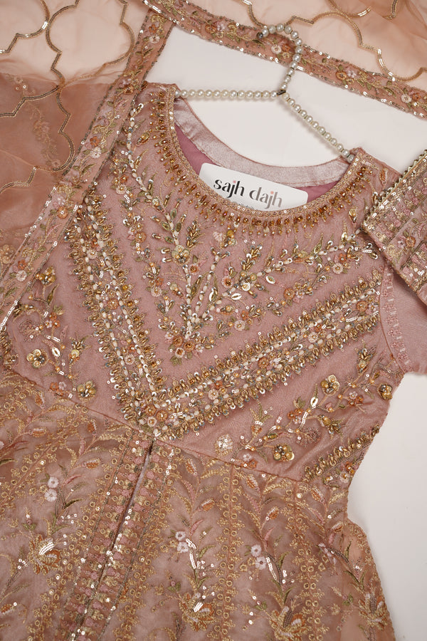 Tehwar - Luxury Organza Maxi - Ready to Wear pink