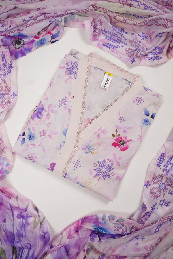 Rozi - Cambric Cotton Outfit with Shawl - Ready to wear PKD009