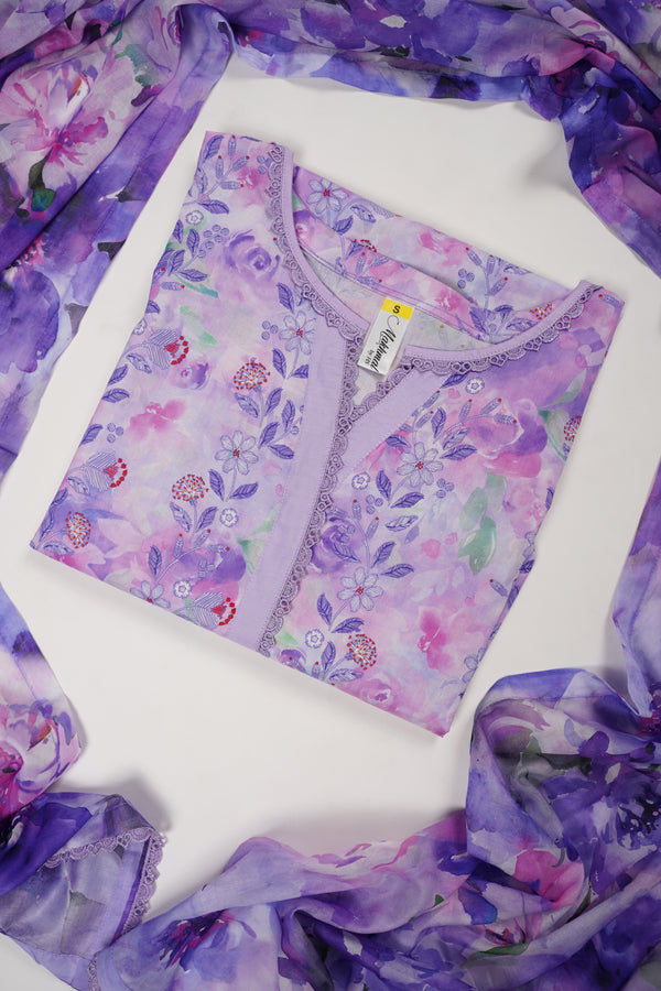 Rozi - Cambric Cotton Outfit with Shawl - Ready to wear PKD010
