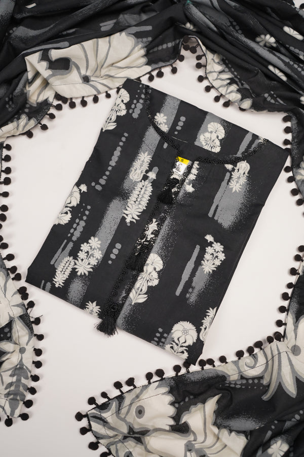 Rozi - Exclusive Khaddar Outfit with Shawl - Ready to Wear - PD148