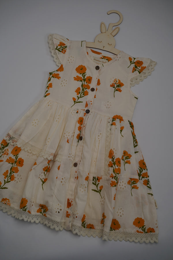 Daisy Print Girls Panel Dress (3-11 years)