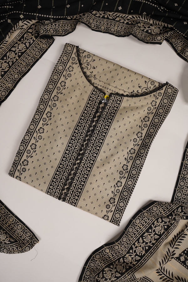 Rozi - Exclusive Khaddar Outfit with Shawl - Ready to Wear - PD185