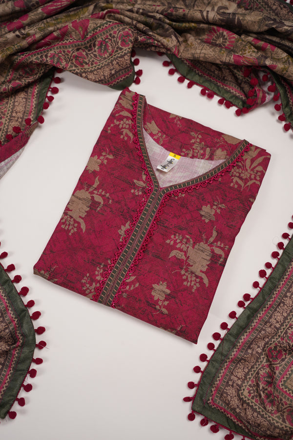 Rozi - Exclusive Khaddar Outfit with Shawl - Ready to Wear - PD192