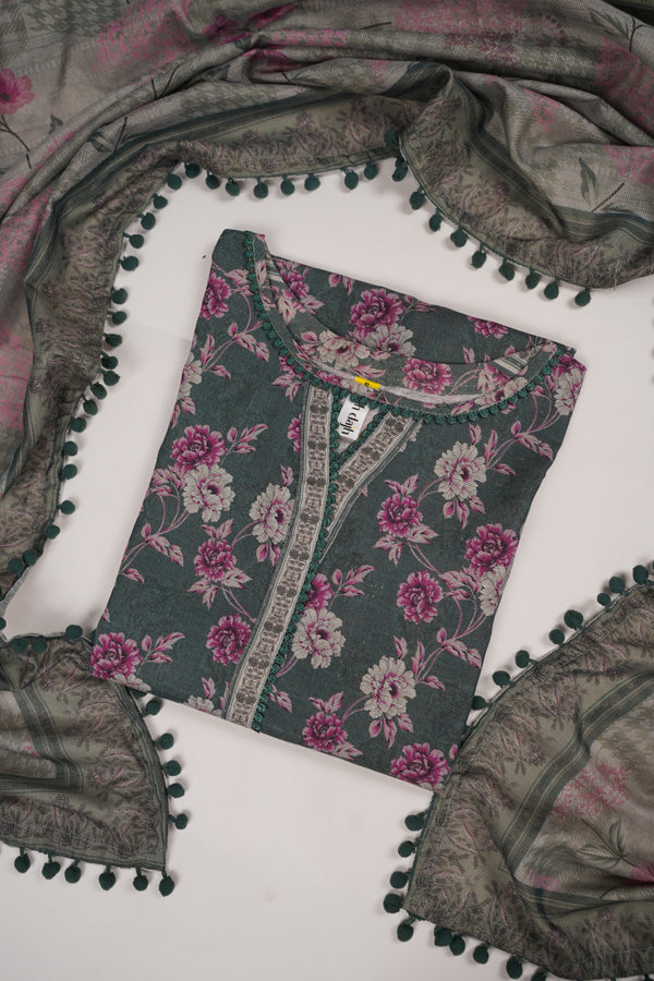 Rozi - Exclusive Khaddar Outfit with Shawl - Ready to Wear - PD188