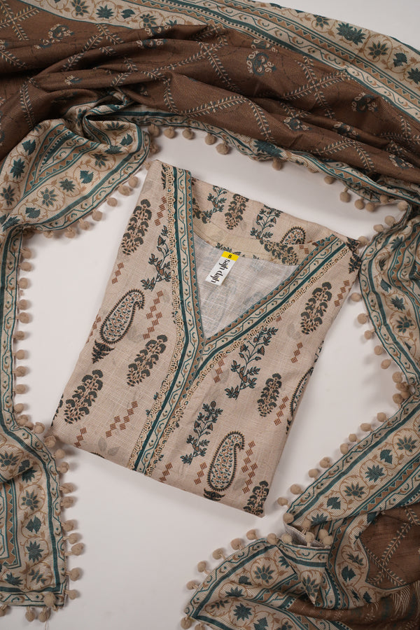 Rozi - Exclusive Khaddar Outfit with Shawl - Ready to Wear - PD189