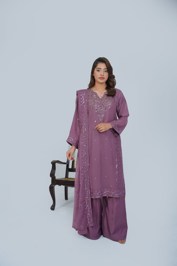 Husan e Jahan - Luxury Chiffon Outfit with Chiffon Dupatta - Ready to Wear - Eid25 - HEJ-V1-D9