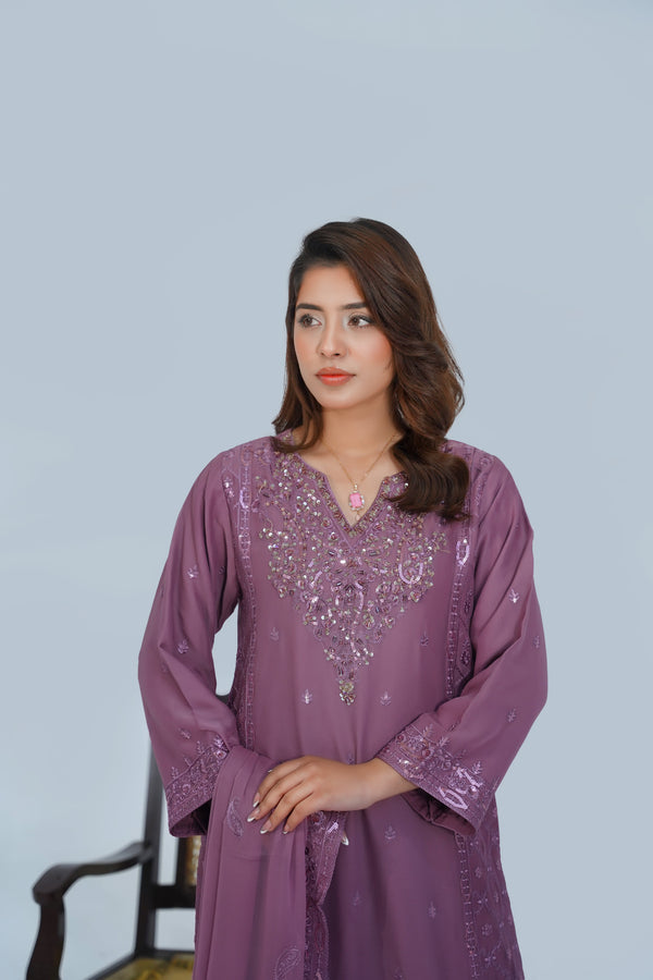 Husan e Jahan - Luxury Chiffon Outfit with Chiffon Dupatta - Ready to Wear - Eid25 - HEJ-V1-D9