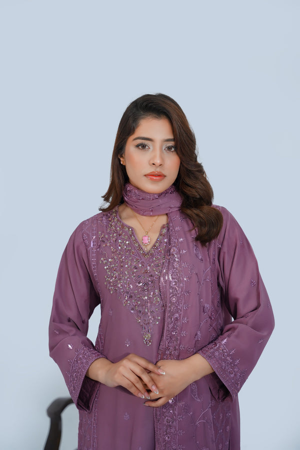 Husan e Jahan - Luxury Chiffon Outfit with Chiffon Dupatta - Ready to Wear - Eid25 - HEJ-V1-D9