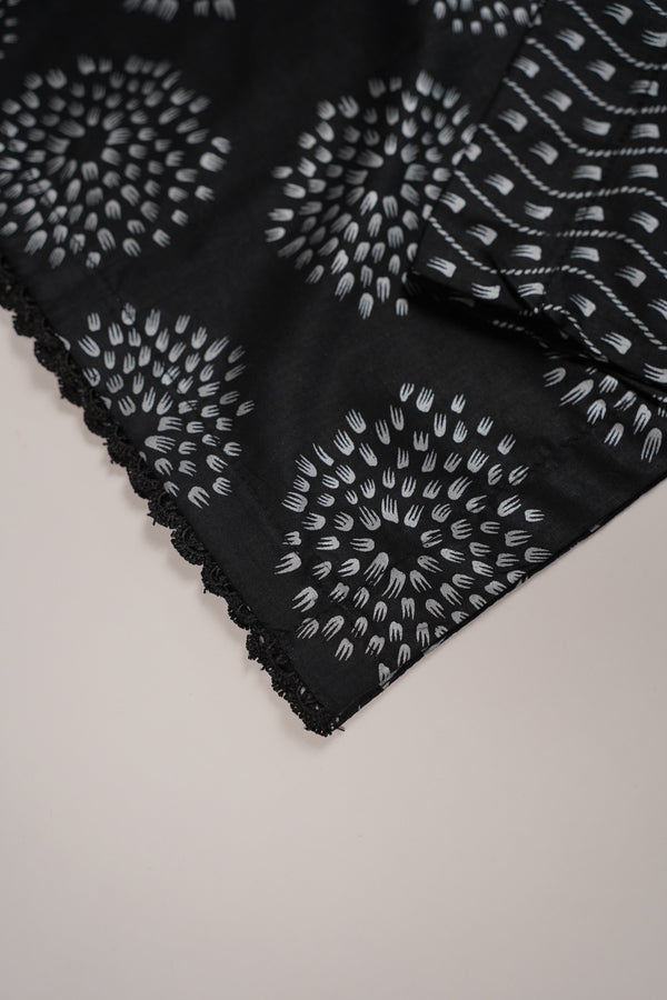 Rozi - Printed  Cotton Outfit - Ready to Wear PD127 Black