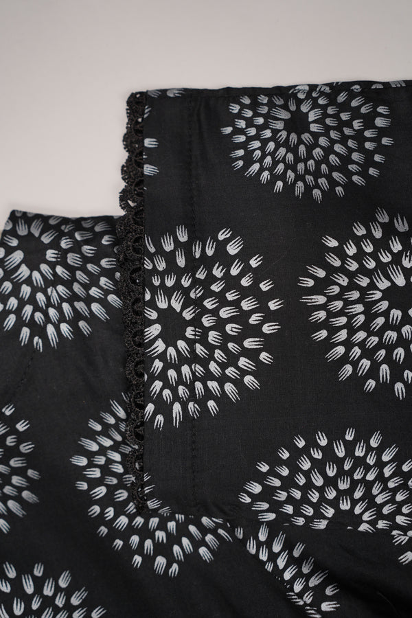 Rozi - Printed  Cotton Outfit - Ready to Wear PD127 Black
