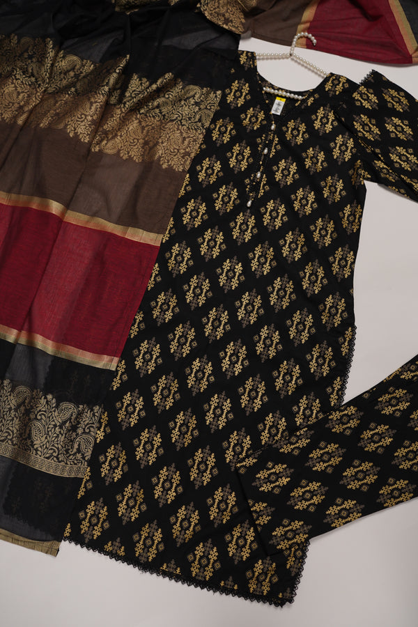 Rozi - Exclusive Khaddar Outfit with Multani Shawl - Ready to Wear - Warm Fabric PD136