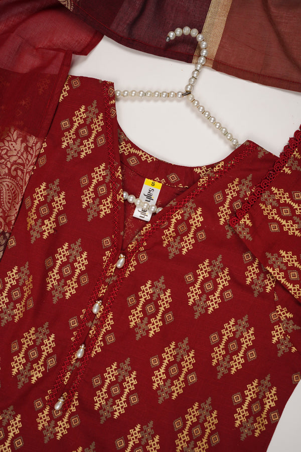 Rozi - Exclusive Khaddar Outfit with Multani Shawl - Ready to Wear - Warm Fabric PD137