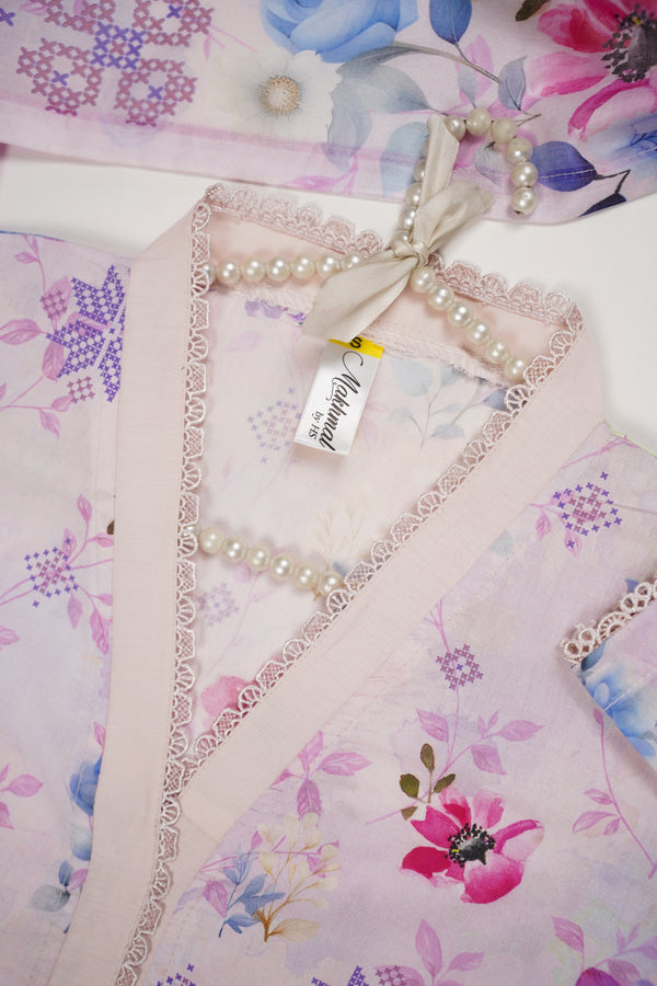 Rozi - Cambric Cotton  Outfit with Shawl - Ready to wear PKD009