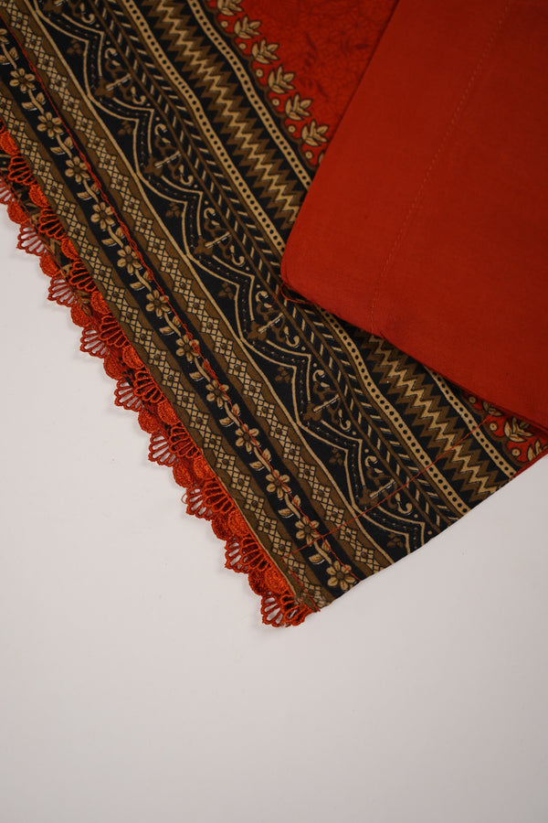 Rozi - Printed Linen  Outfit With Shawl  - Ready to Wear PD143
