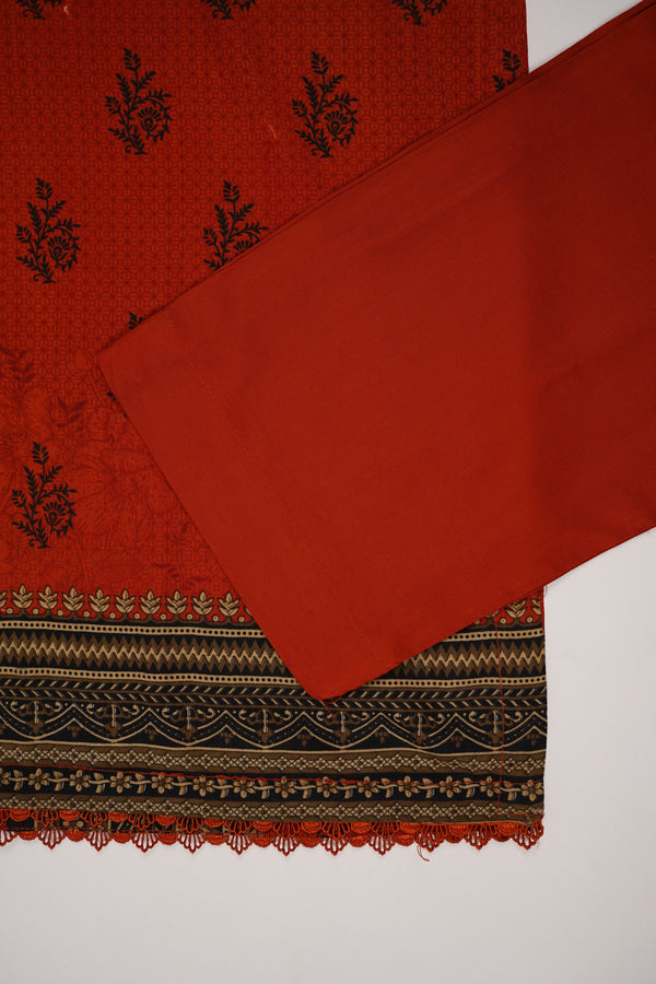 Rozi - Printed Linen  Outfit With Shawl  - Ready to Wear PD143
