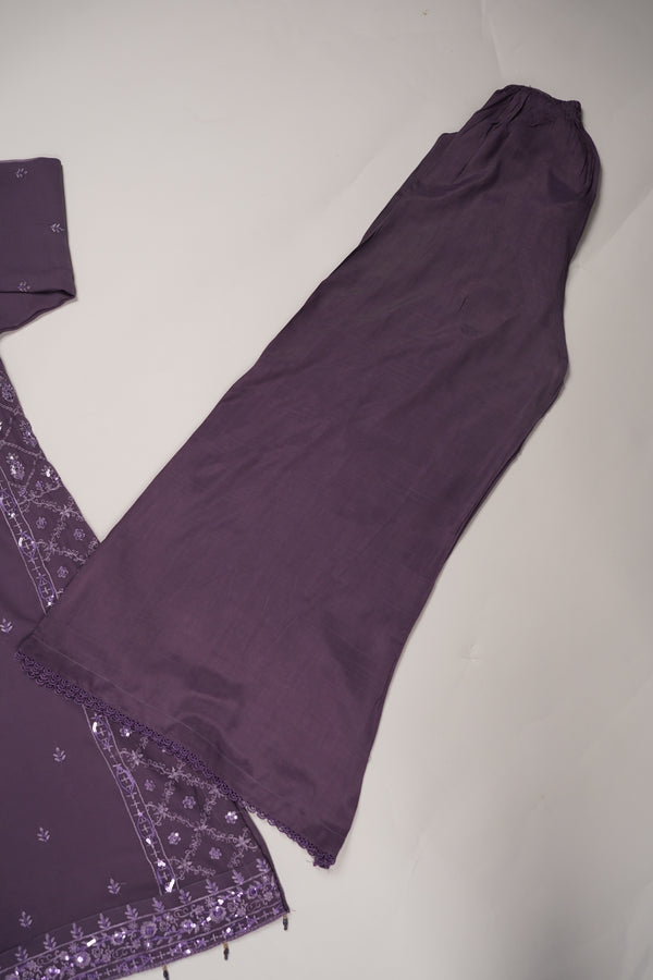Husan e Jahan - Luxury Chiffon Outfit with Chiffon Dupatta And Plazzo - Ready to Wear- HEJ-V6-D4