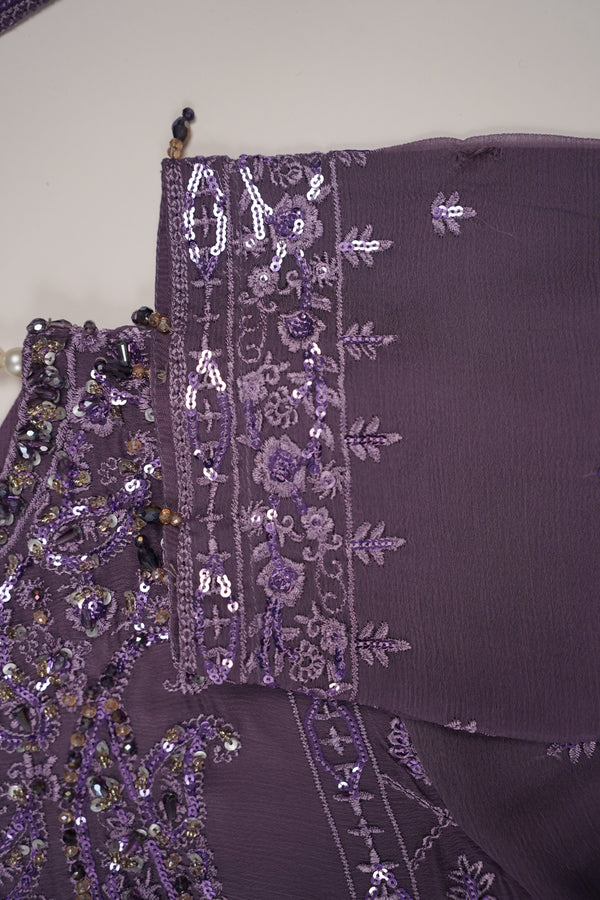Husan e Jahan - Luxury Chiffon Outfit with Chiffon Dupatta And Plazzo - Ready to Wear- HEJ-V6-D4