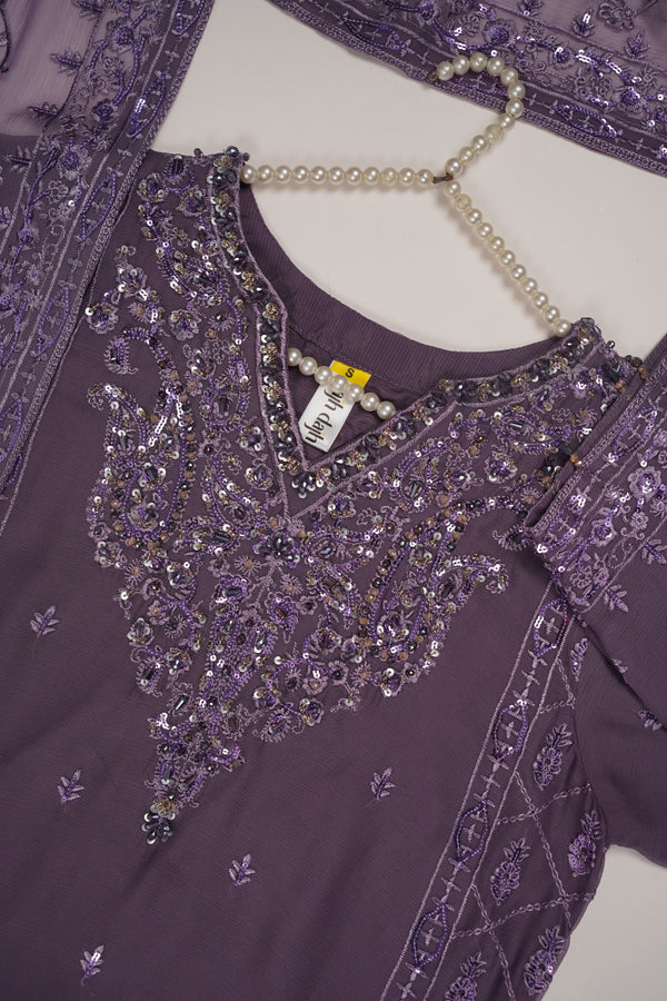 Husan e Jahan - Luxury Chiffon Outfit with Chiffon Dupatta And Plazzo - Ready to Wear- HEJ-V6-D4