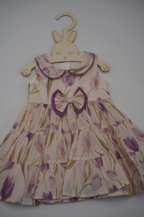 Floral Dress with Band and Shoes (New Born to 12 Months)