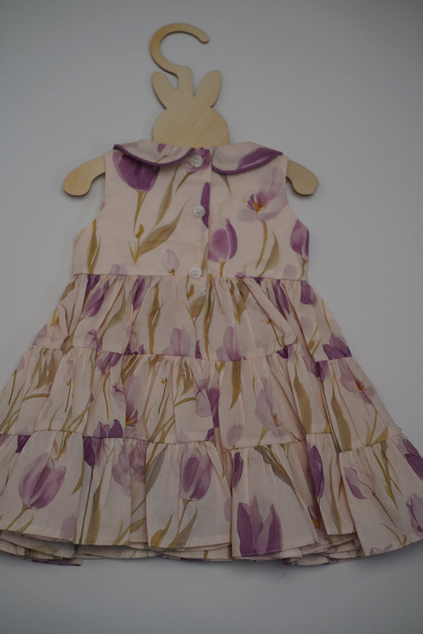 Floral Dress with Band and Shoes (New Born to 12 Months)