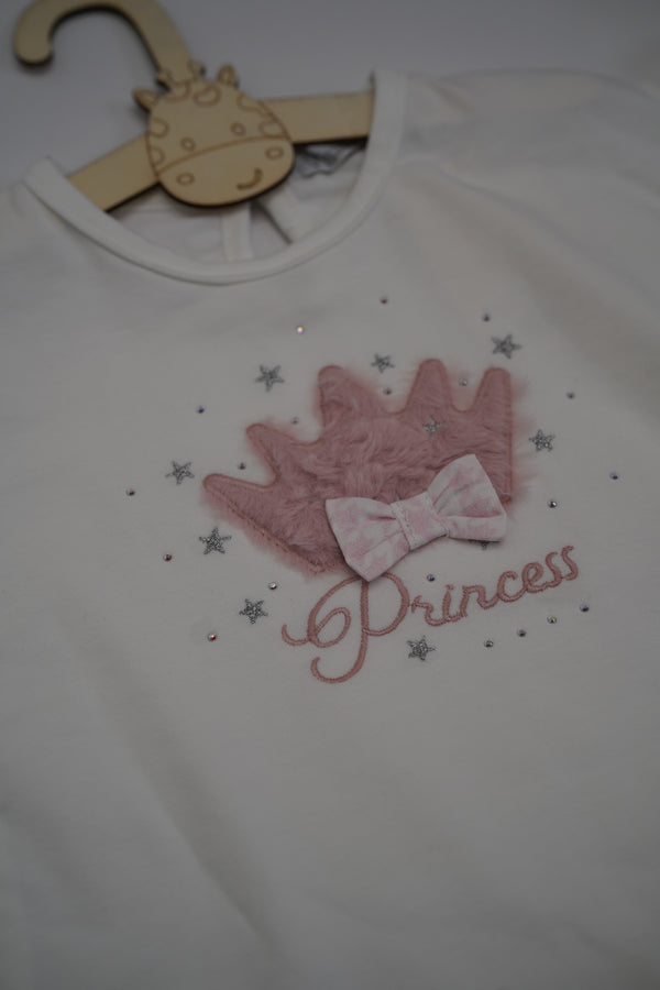 White and Pink Embroidered Short Set (3-18) Months