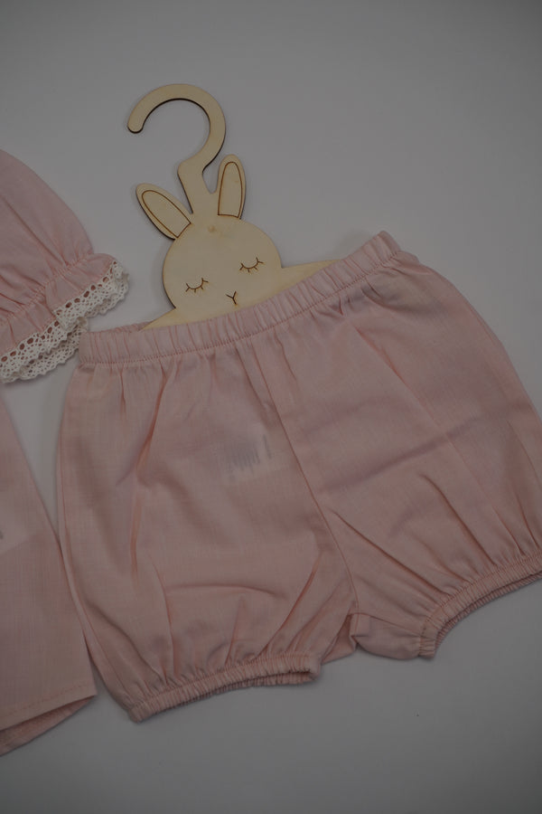 Dusky Pink Embroidered Short Set (3-12) Months