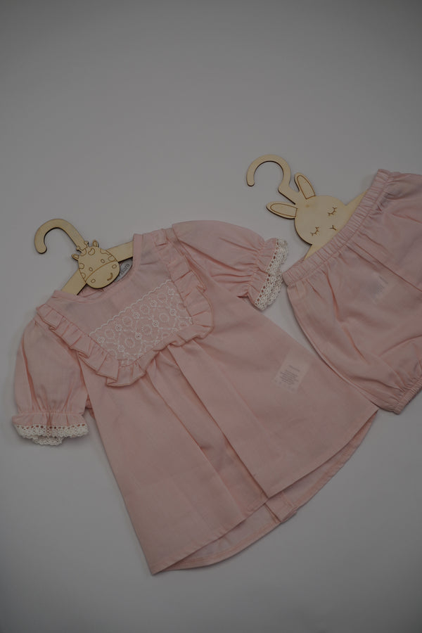 Dusky Pink Embroidered Short Set (3-12) Months