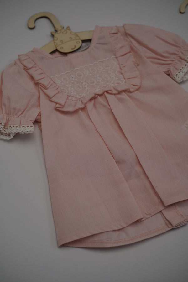 Dusky Pink Embroidered Short Set (3-12) Months