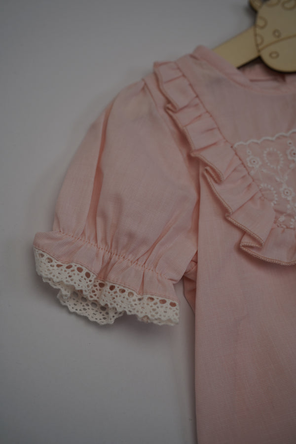 Dusky Pink Embroidered Short Set (3-12) Months