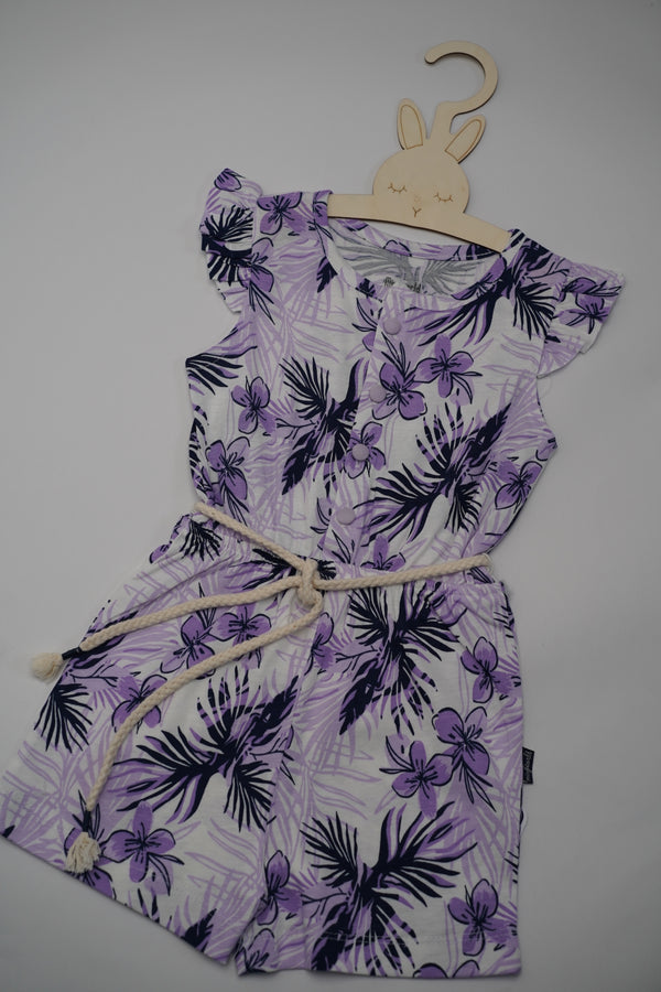 Girls Button Front Floral Playsuit (3-6Y)