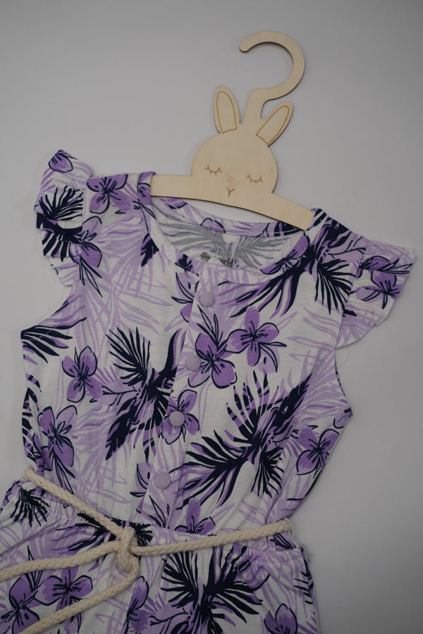 Girls Button Front Floral Playsuit (3-6Y)