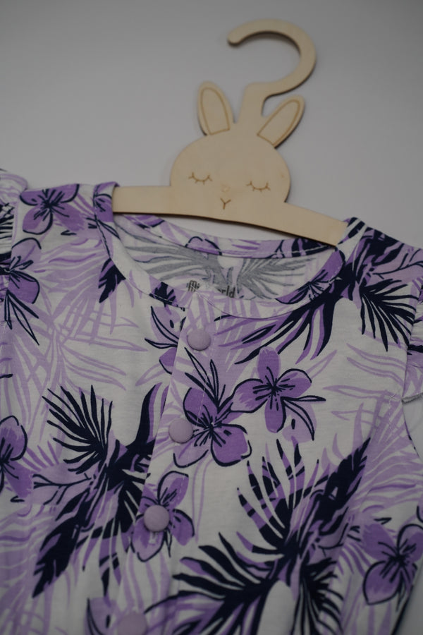Girls Button Front Floral Playsuit (3-6Y)