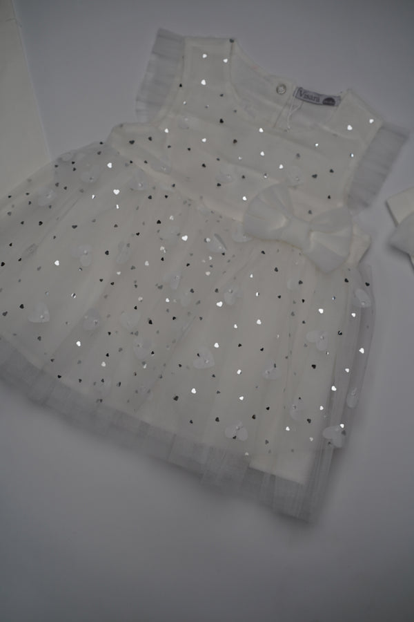 Formal White Embroidered Dress with Band and Shoes (6-Month to 3 Year) B004