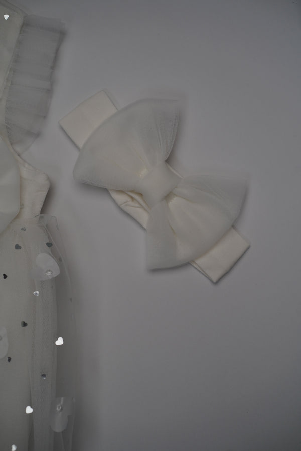 Formal White Embroidered Dress with Band and Shoes (6-Month to 3 Year) B004
