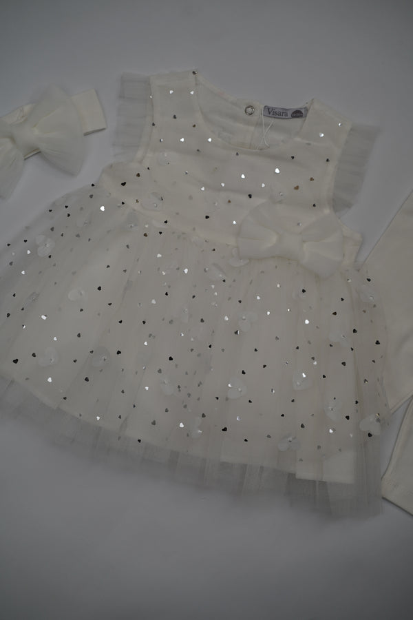 Formal White Embroidered Dress with Band and Shoes (6-Month to 3 Year) B004