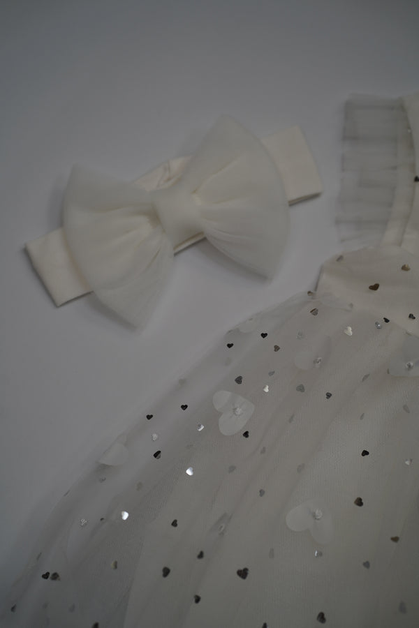 Formal White Embroidered Dress with Band and Shoes (6-Month to 3 Year) B004