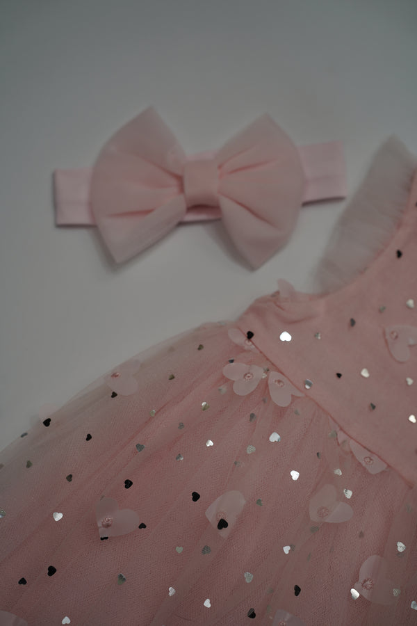 Formal Pink Embroidered Dress with Band (6-Month to 3 Year) B003