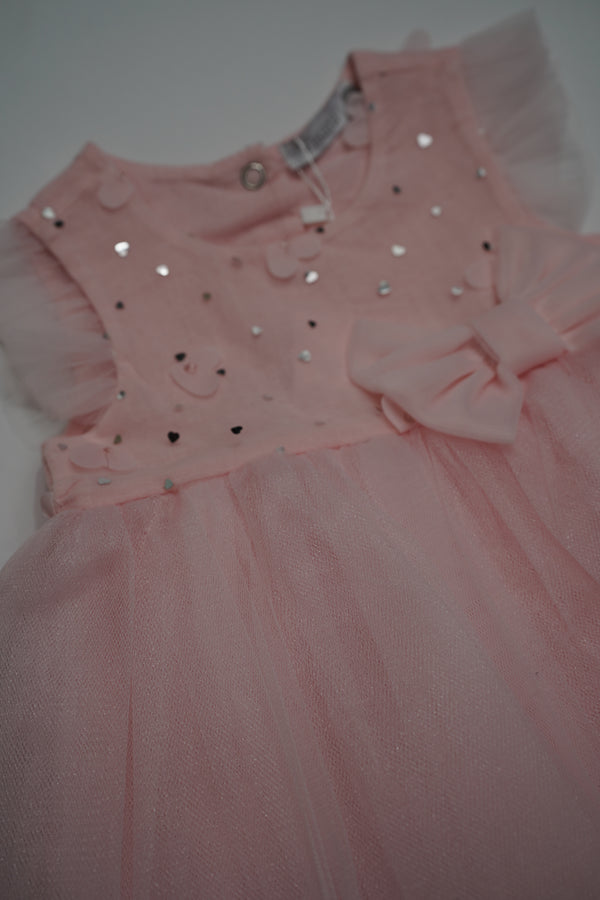 Formal Pink Embroidered Dress with Band (6-Month to 3 Year) B005