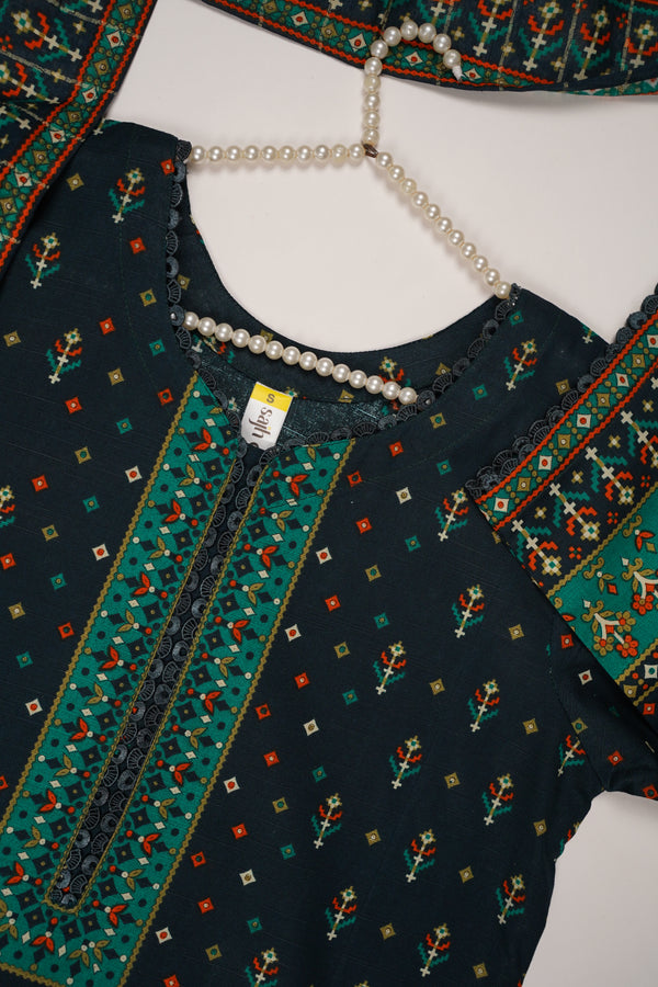 Rozi - Exclusive Khaddar Outfit with  Shawl - Ready to Wear - PD186