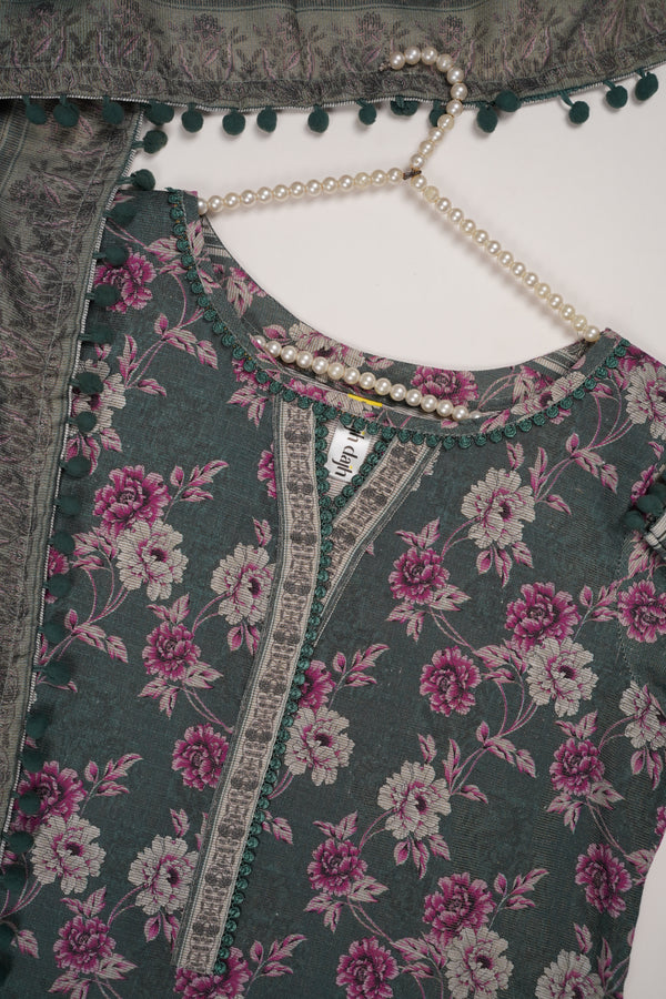 Rozi - Exclusive Khaddar Outfit with  Shawl - Ready to Wear - PD188