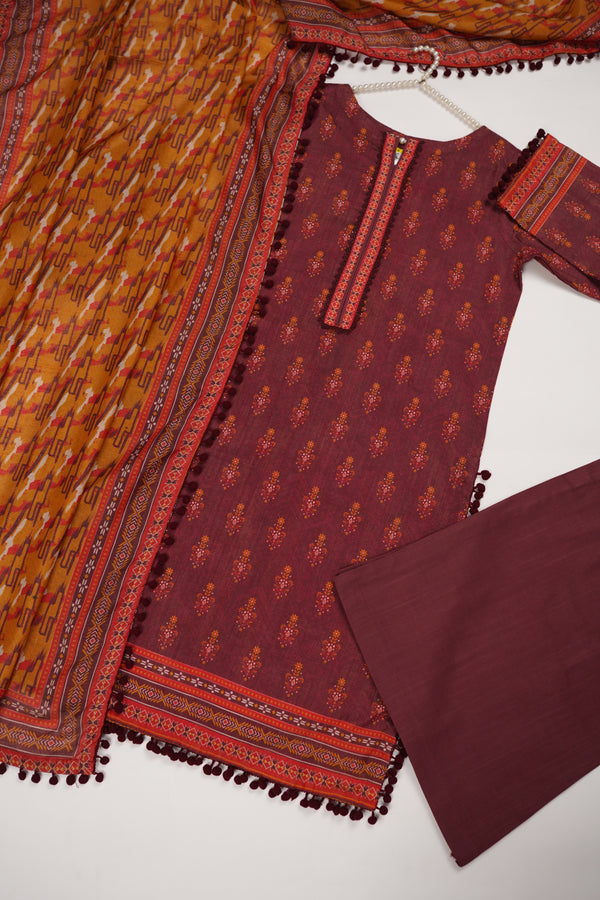 Rozi - Exclusive Khaddar Outfit with  Shawl - Ready to Wear - PD191