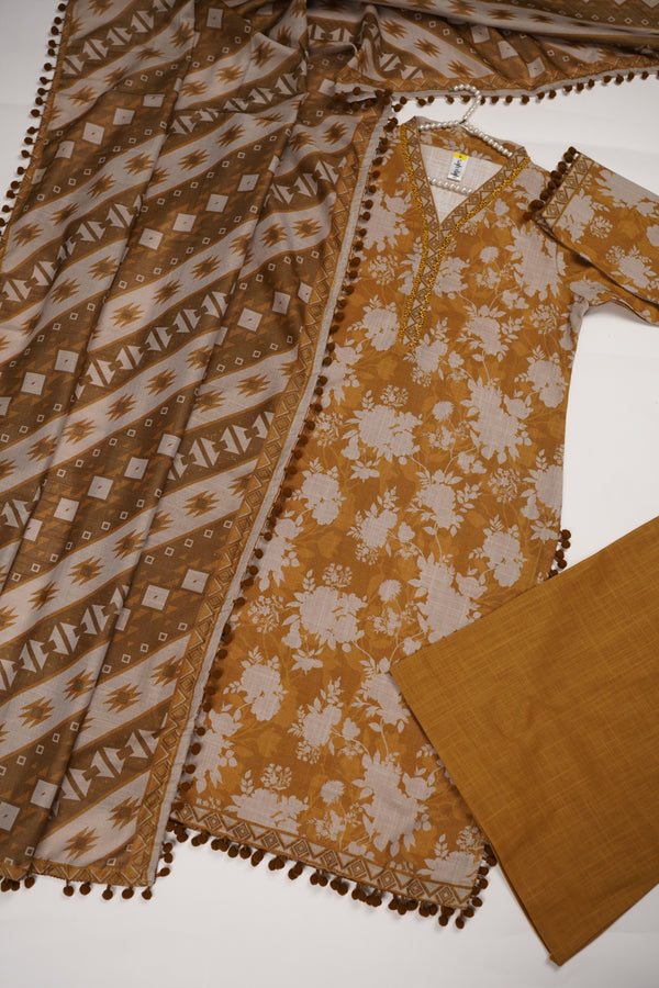 Rozi - Exclusive Khaddar Outfit with  Shawl - Ready to Wear - PD190