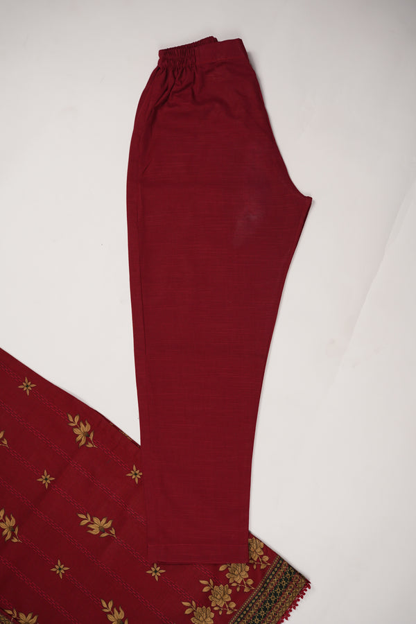Rozi - Exclusive Khaddar Outfit with  Shawl - Ready to Wear - PD187